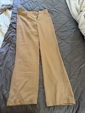 Wide Leg Tan Dress Pants